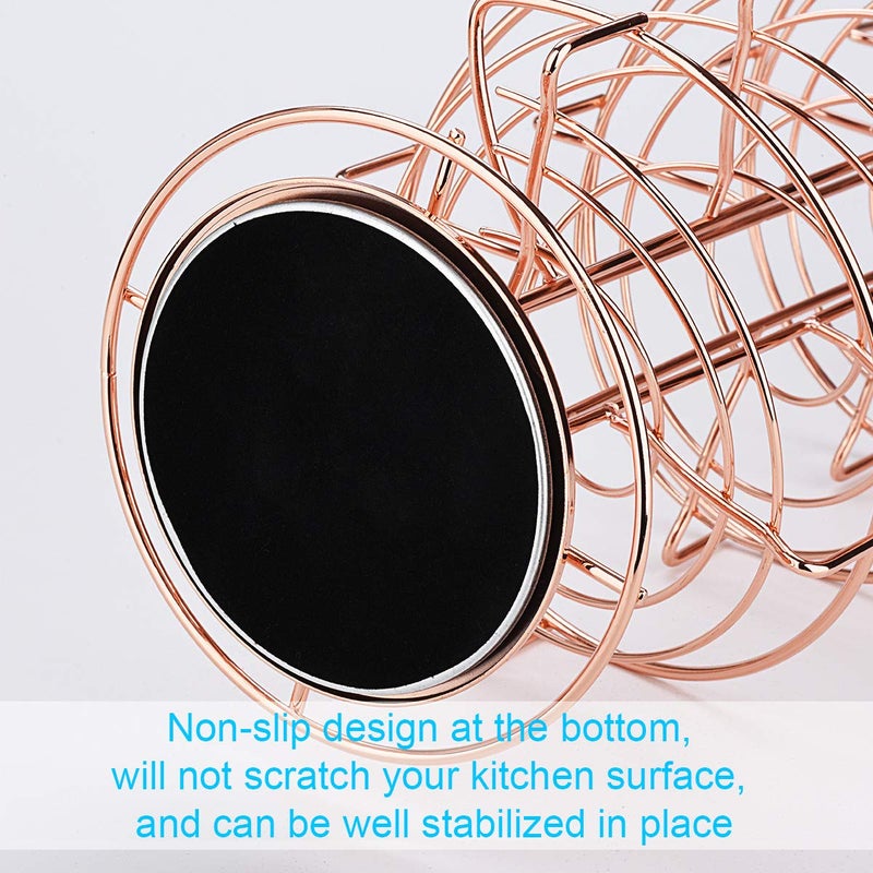 Toplife Spiral Design Metal Egg Skelter Dispenser Rack, Storage Display Rack, Rose Gold - Image 5